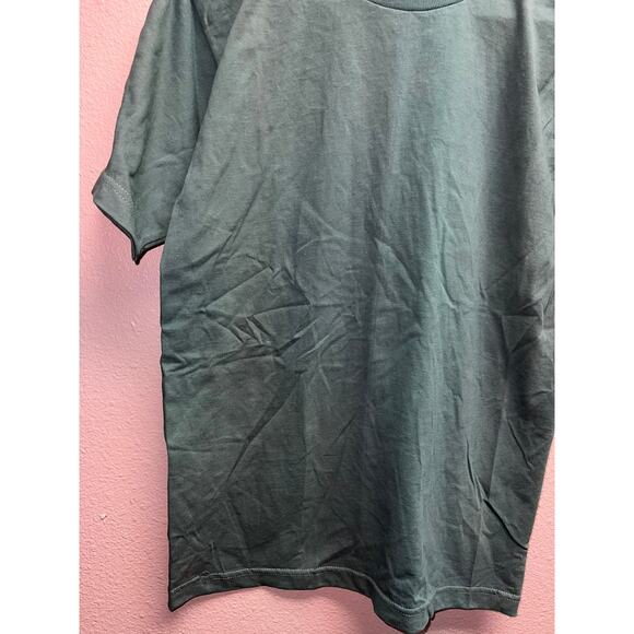 90s Vintage Wild West Green Short Sleeve Blank Shirt HOLE VTG M - Picture 4 of 10